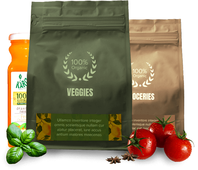 banner image of fresh vegetables with company's packets